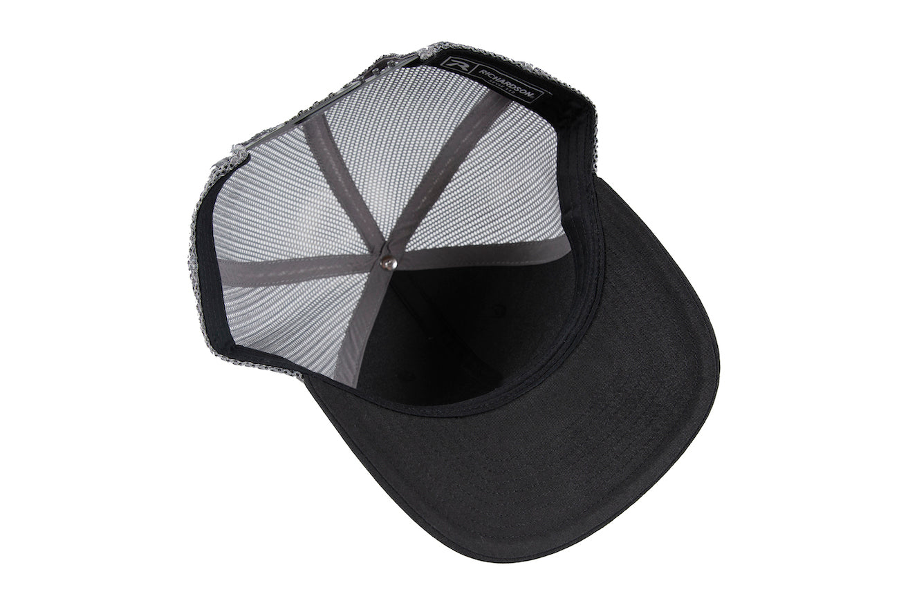 Richardson Trucker Mesh Snapback Hat JBL Patch - Black/Charcoal/Black
