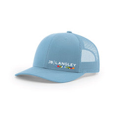 Richardson Trucker Mesh Snapback Hat Nautical Flag Logo - Columbia Blue