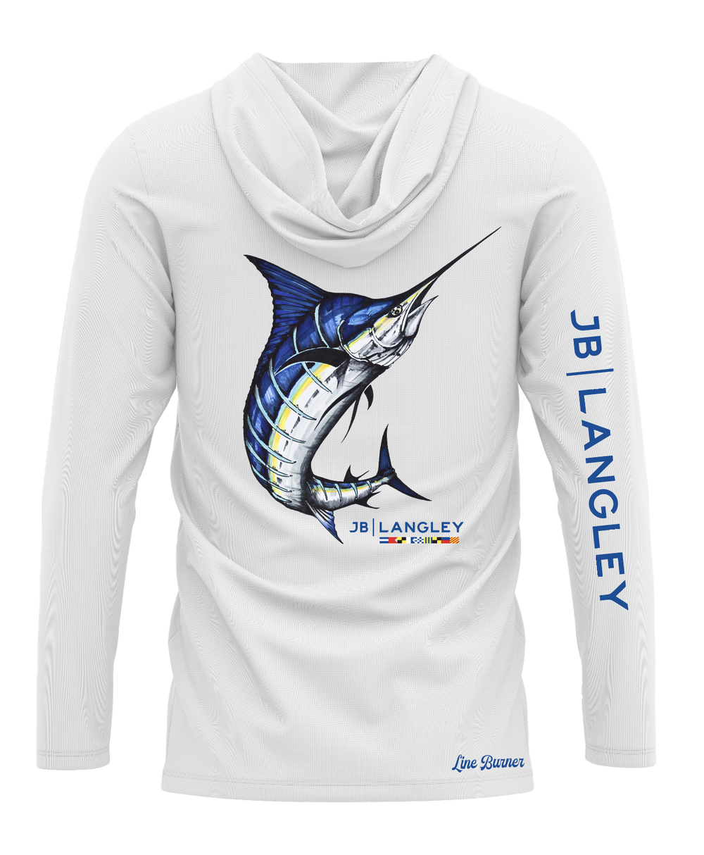 Blue Marlin Long Sleeve Performance Hooded Shirt