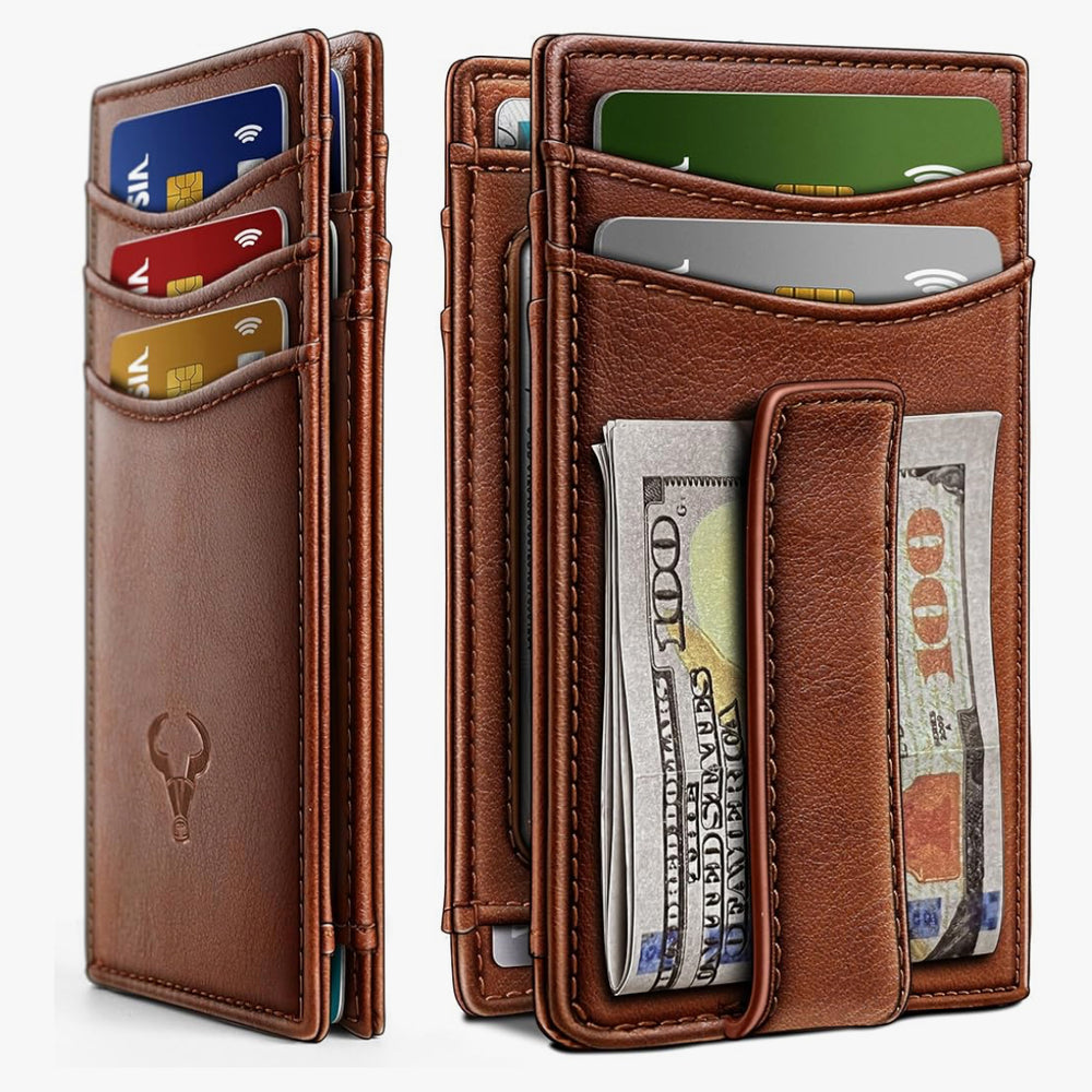 
                      
                        Carlisle Magnetic Closure Slim Genuine Leather Wallet | RFID Blocking | 12 Cards and Money Clip
                      
                    