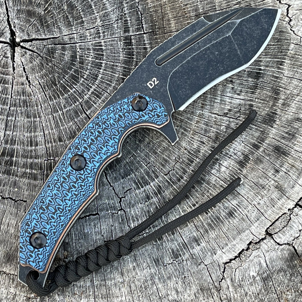 Darson Forge D2 Fixed Blade with Blue Honeycomb G10 and Kydex Sheath