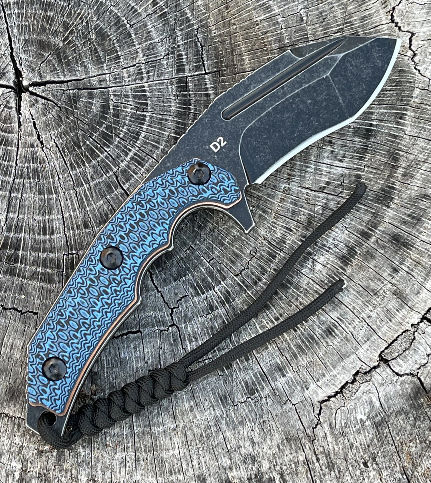 Darson Forge D2 Fixed Blade with Blue Honeycomb G10 and Kydex Sheath