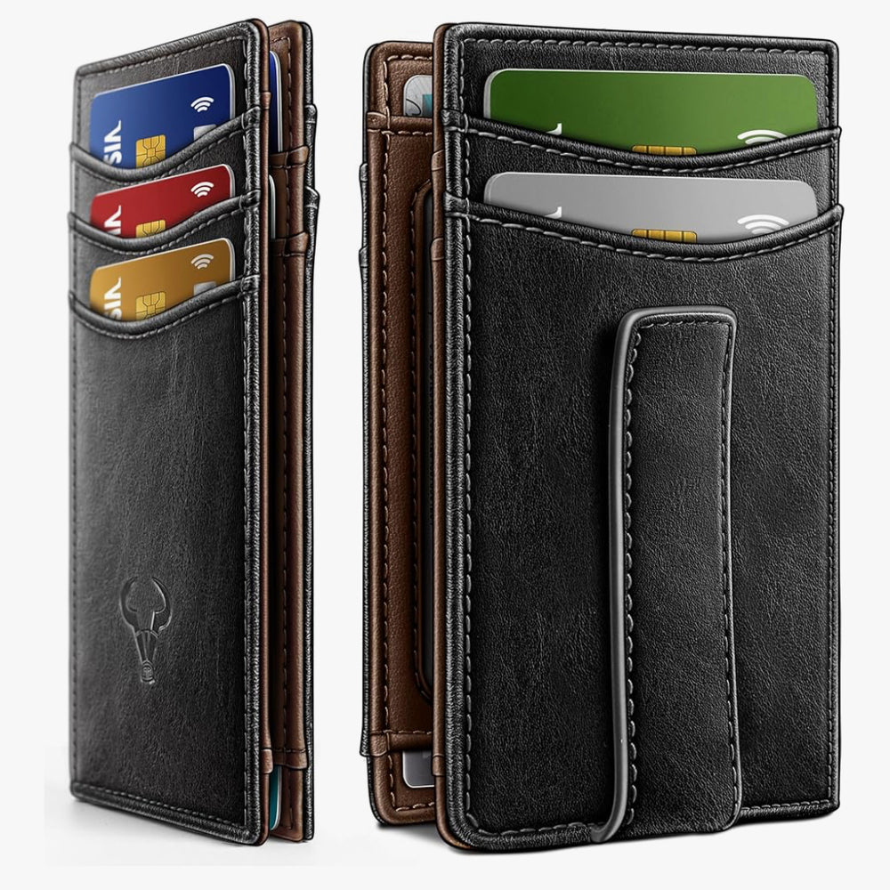 Carlisle Magnetic Closure Slim Genuine Leather Wallet | RFID Blocking | 12 Cards and Money Clip