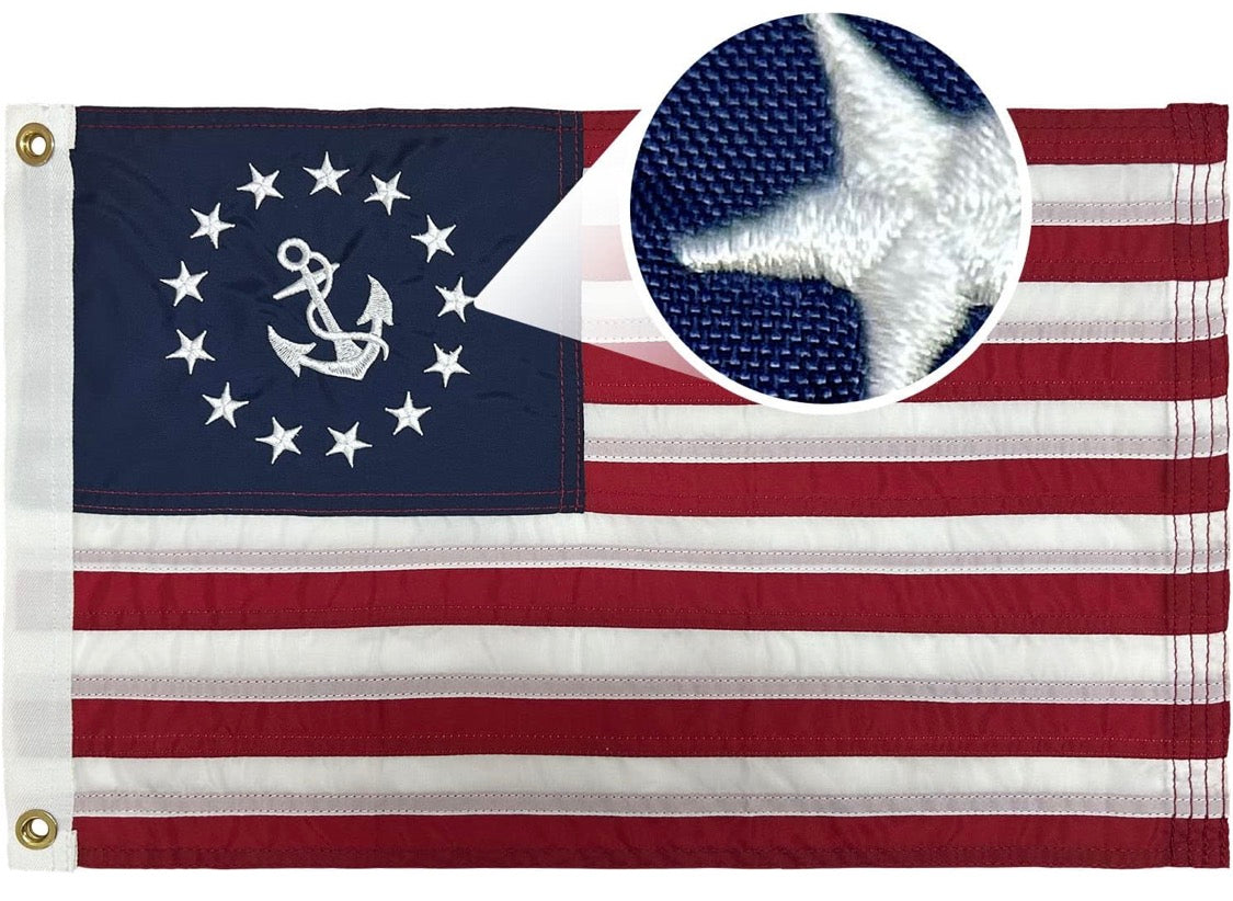 Nautical Boat Flag 12x18 Inch Embroidered Double Sided Heavy Duty Flag for Boating