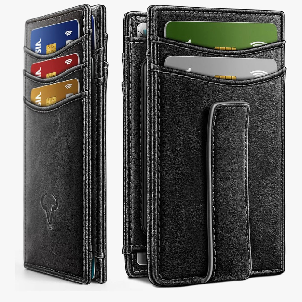 Carlisle Magnetic Closure Slim Genuine Leather Wallet | RFID Blocking | 12 Cards and Money Clip