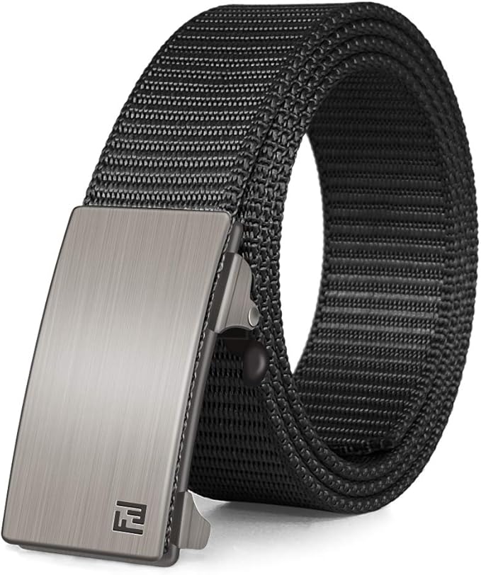 West Point Nylon Web Ratchet Belt Buckle - Brushed Stainless Buckle