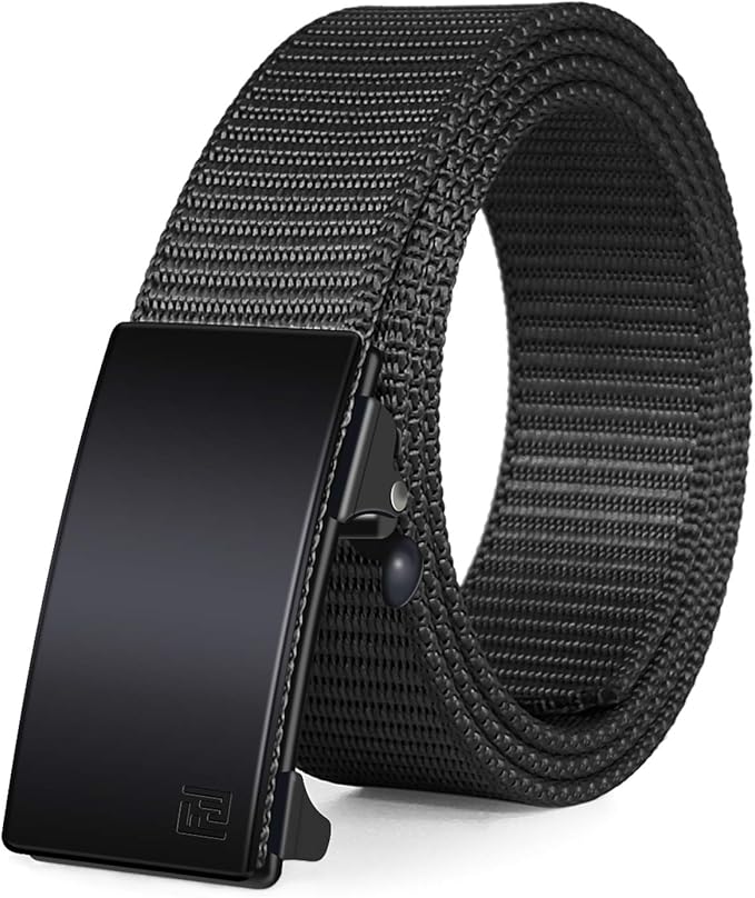 West Point Nylon Web Ratchet Belt Buckle - Black Enamel Buckle