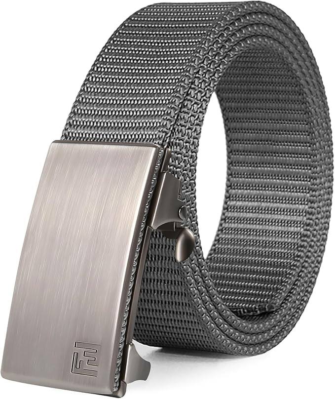 West Point Nylon Web Ratchet Belt Buckle - Brushed Stainless Buckle